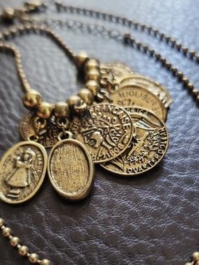 Vintage-Inspired Brass Coin Charm Necklace - Women Jewelry